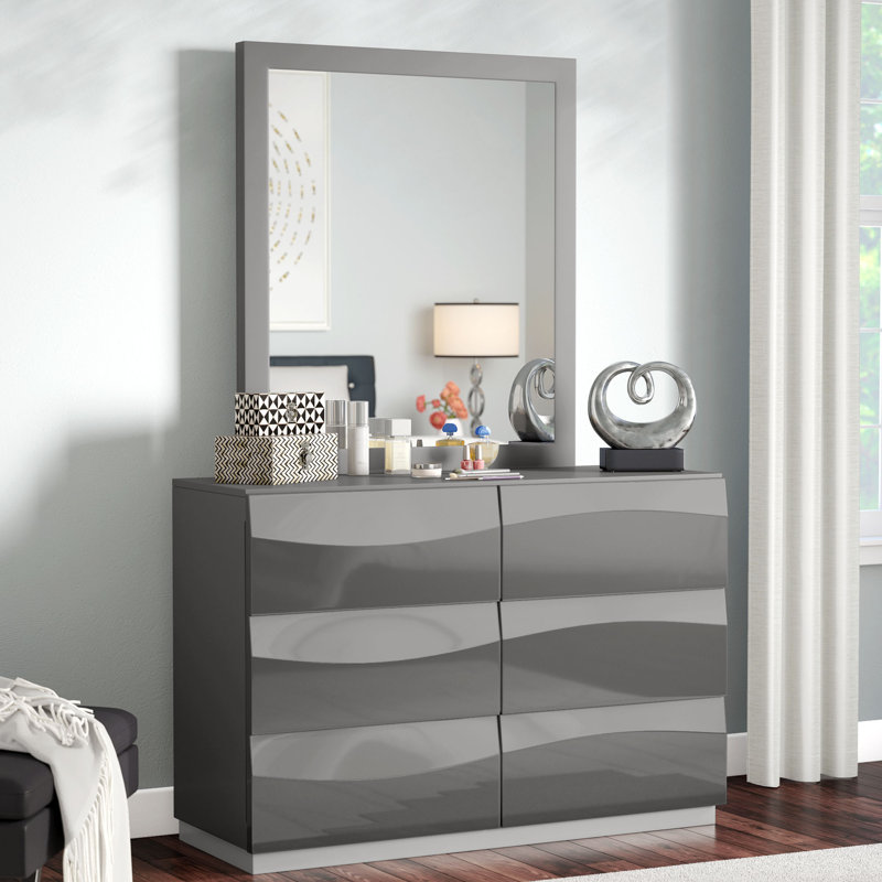Commode 6 tiroirs avec miroir Braylea