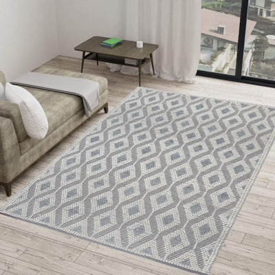 Tapis ivoire / gris tissé à la main Whelington