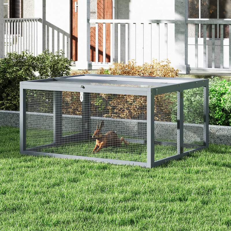 Cage à lapin pliante avec portes verrouillables et piquets de sol