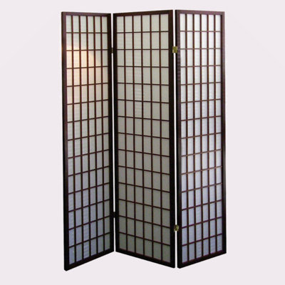 70" Tall 3-Panel Screen / Room Divider, Japanese Style With Natural Wood Finish by Myhomekeepers
