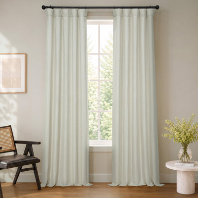 Bellino Textured Faux Linen Room Darkening Curtains for Bedroom & Living Room Curtains (1 Panel)