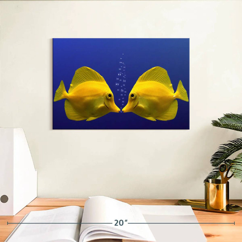 Brampt Kissing Yellow Tang Fish, 8" H x 12" W