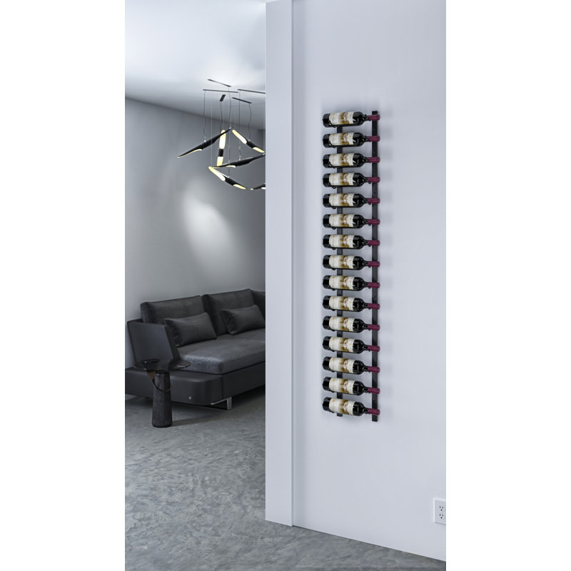 15 Bottle Wall Mounted Wine Bottle Rack, Matte Black