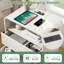 Table de bout en bois blanc, table de chevet haute de 25 po avec station de charge et 2 tiroirs, table d'appoint courbée-834723979-837760136