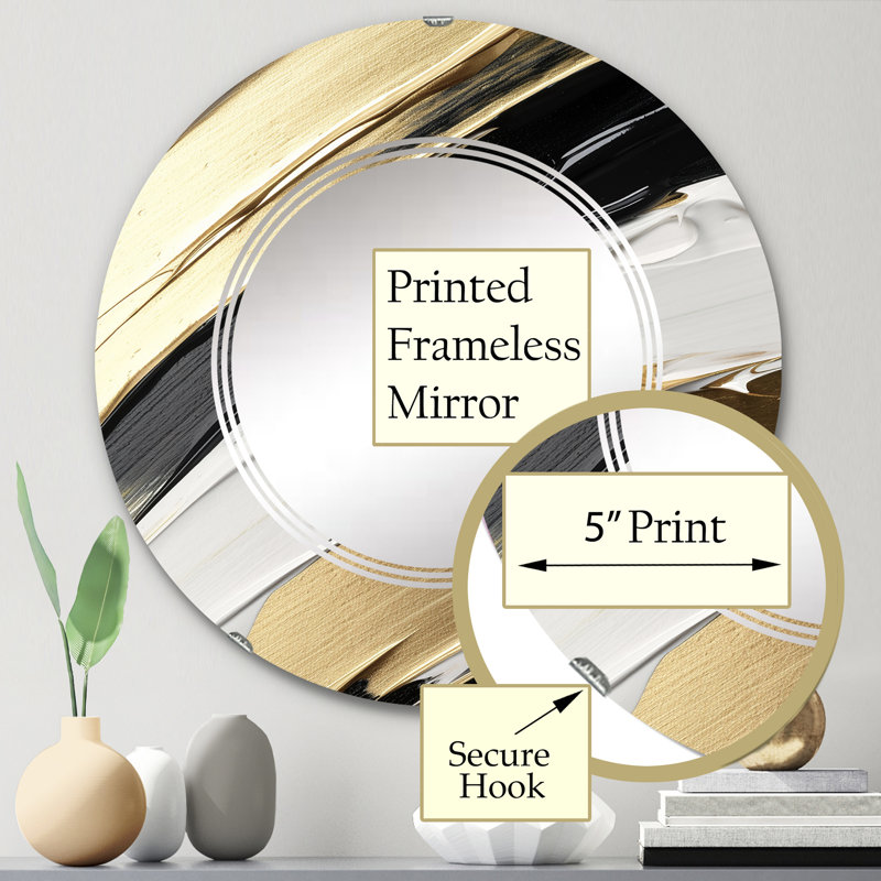 Zimya - Miroir mural moderne rond, 24 po x 24 po