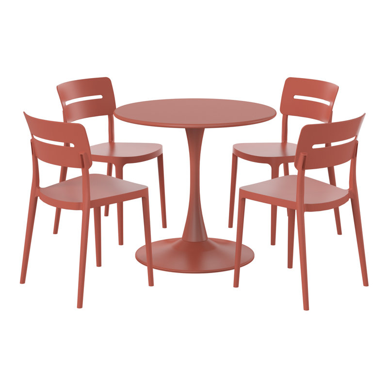 Ensemble repas extérieur pour 4 personnes, Rouge