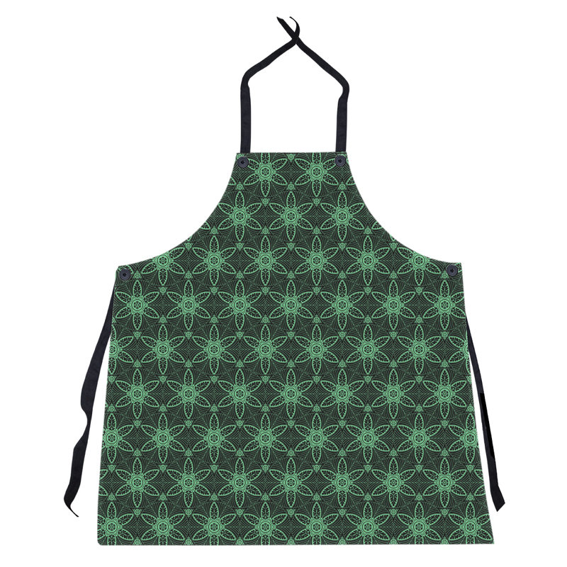 Tablier à cercles ornés de fond, Vert / Gris