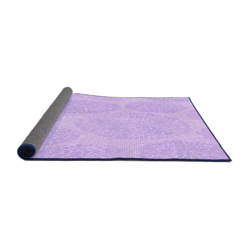 Tapis floral en laine mauve, Rond 5 pi