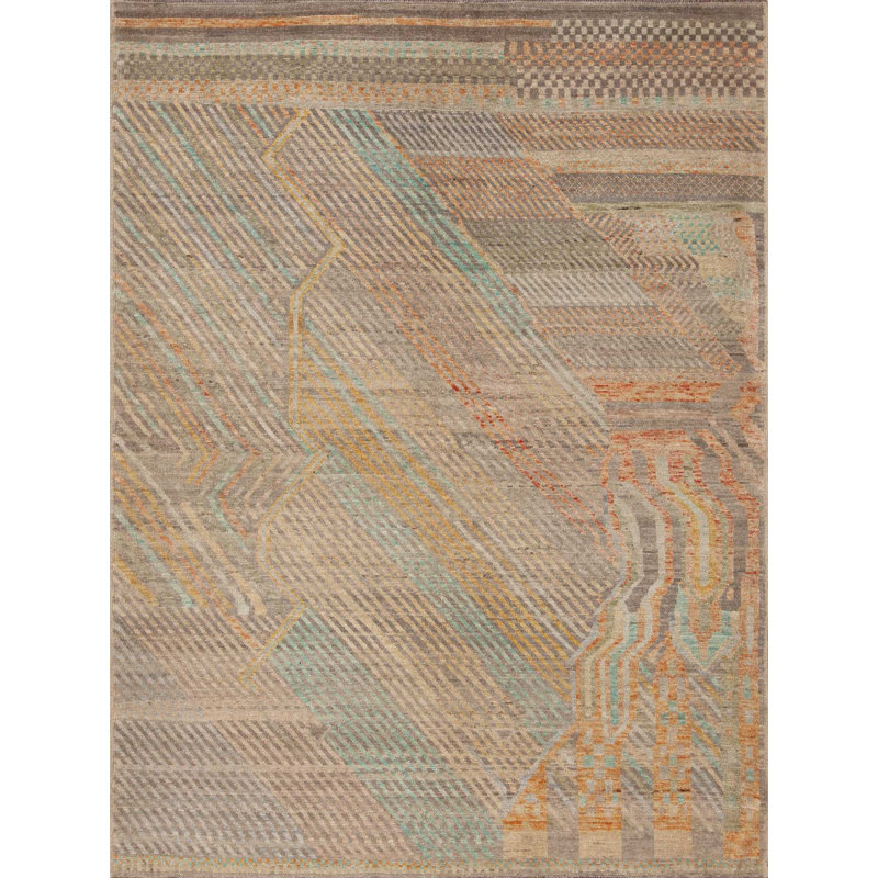 Tapis contemporain contemporain abstrait et unique fait à la main