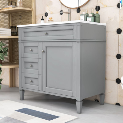 Deshira 36.3'' Single Bathroom Vanity with Ceramic Top