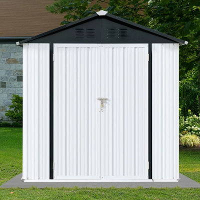 Outdoor Storage Shed 6FT X 4FT, Tool Shed Storage House with Door, Metal Sheds Outdoor Storage -  iYofe, ORG9-GORTR001BW-Shed1