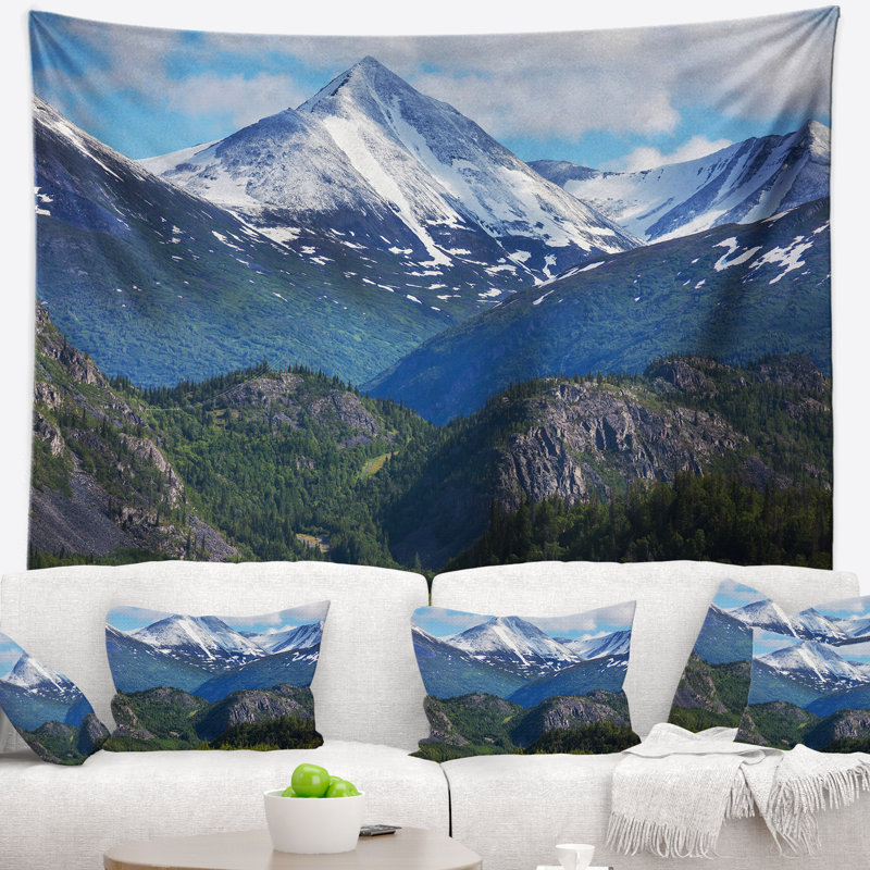 Tapisserie paysagez des montagnes sur l’alaska, H 32 po x l 39 po