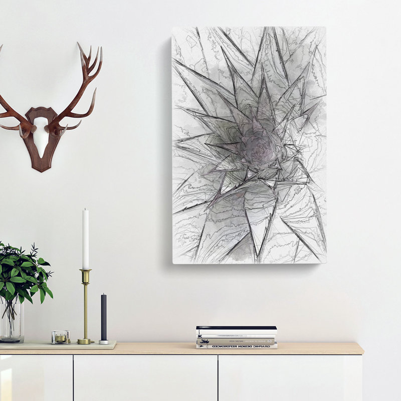 Green And Purple Succulent - Wrapped Canvas Print, 76cm H x 50cm W x 3cm D