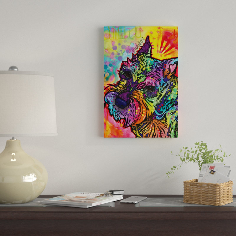 «Freddy the Schnauzer», impression sur toile, H 24 po x l 16 po x P 1 po, Papier d'art encadré noir, Blanc