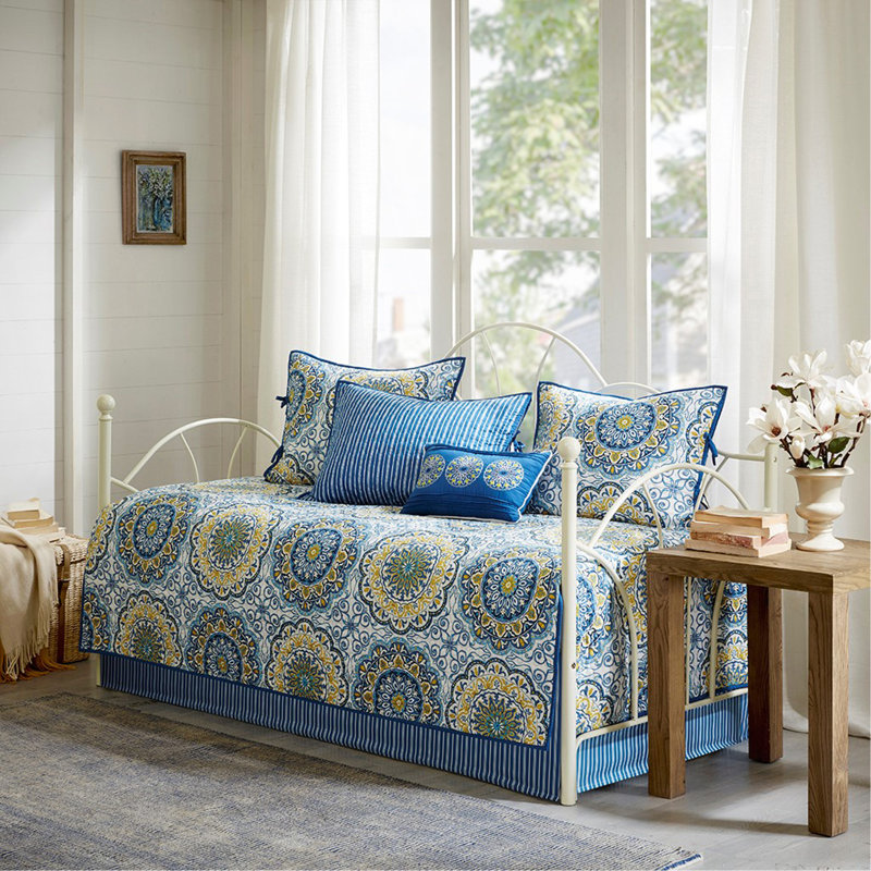 6 Piece Reversible Daybed Cover Set Blue Daybed