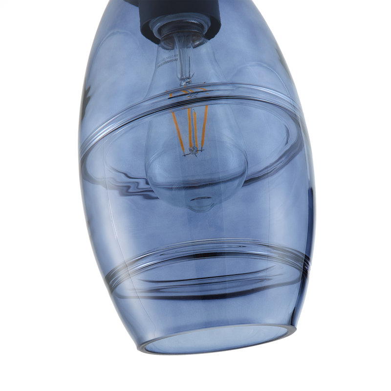 1 luminaire suspendu en fer de verre à intensité variable bleu foncé