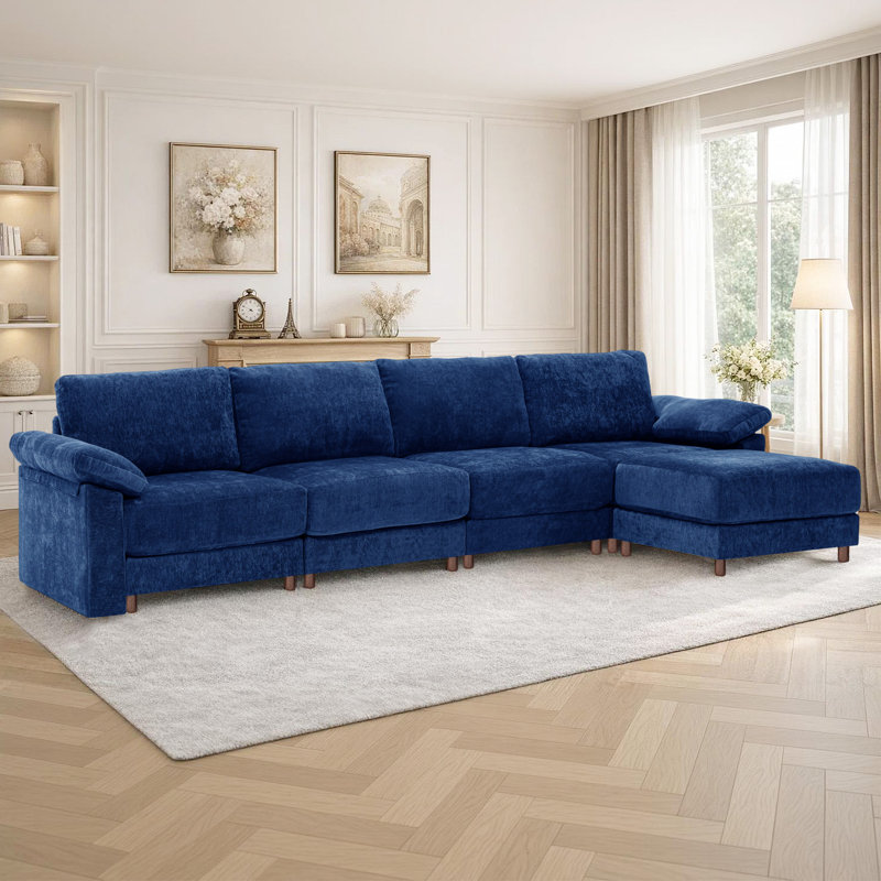 Canapé modulaire moderne pour le salon, Chenille bleu