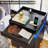 Novaly Solid + Manufactured Wood Nightstand,LED Nightstand with Charging Station, Night Stand with 3 Drawers and 1 Pull-Out Tray,LED Lights,Metal Legs-31771776