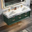Solid wood 60'' Modern Wall Mounted Double Bathroom Vanity with Engineered Stone Top and Light-1982441035