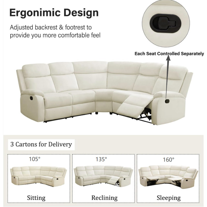 Eddy 3-Piece Manual Reclining Sectional Sofa