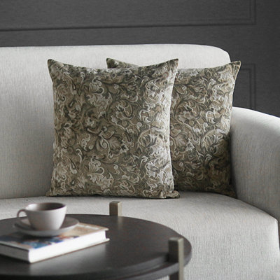 Housse de coussin à motif floral en velours jacobin tissé à motif camélia avec fermeture à glissière de 2 (taille: 18 x 18 po)