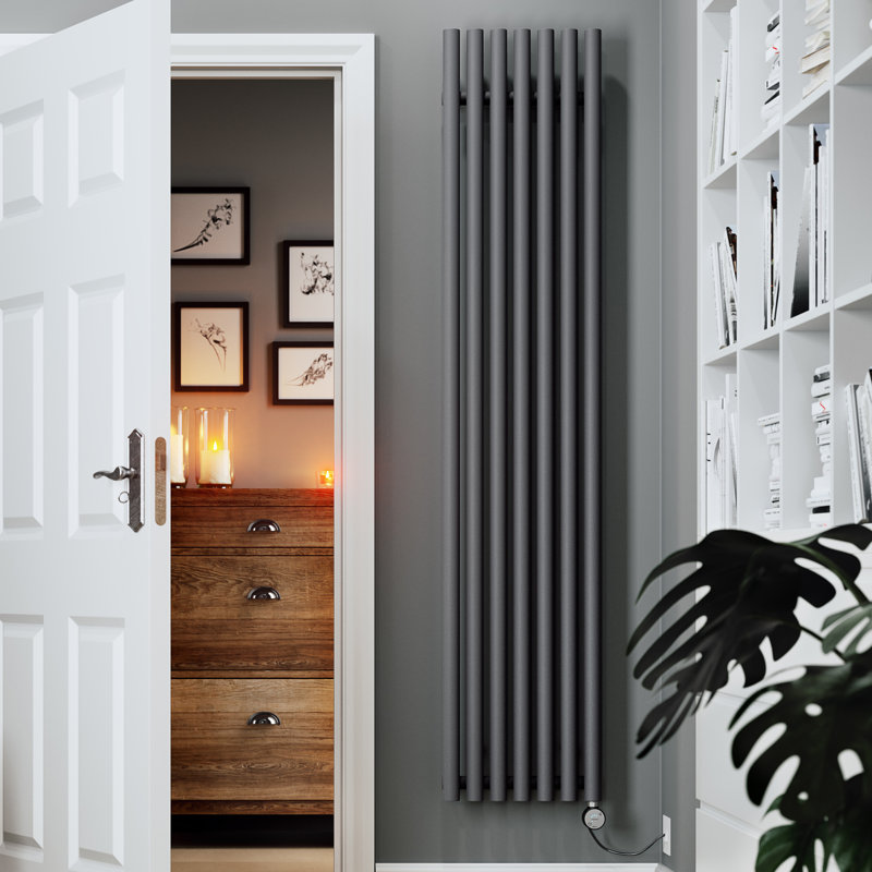 Rolo Room E Cylindrical Shaped Bars Electric Radiator, Dark Grey, 180cm H x 37cm W