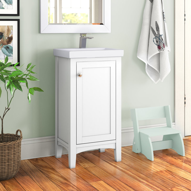 Ensemble de meuble-lavabo simple de 18 po pour la salle de bain Maybin, Blanc