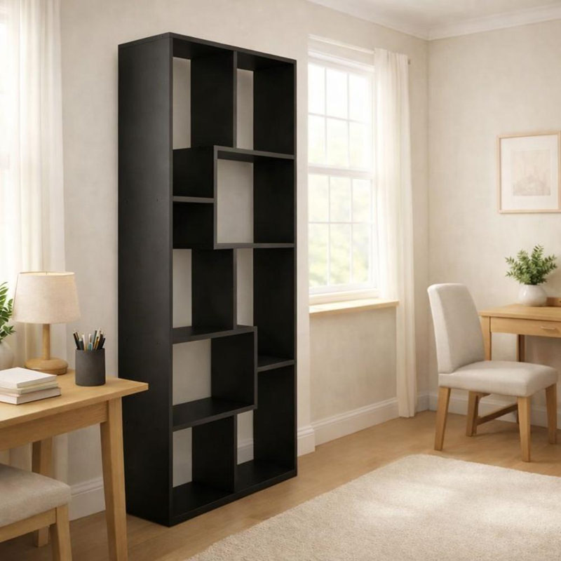 Bibliothèque moderne à 70 niveaux H 70,86 ", Noir