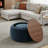 25" W Round Storage Ottoman with Removable Lid, Fully Assembled Footrest and Coffee Table, Dark Blue-1759732933