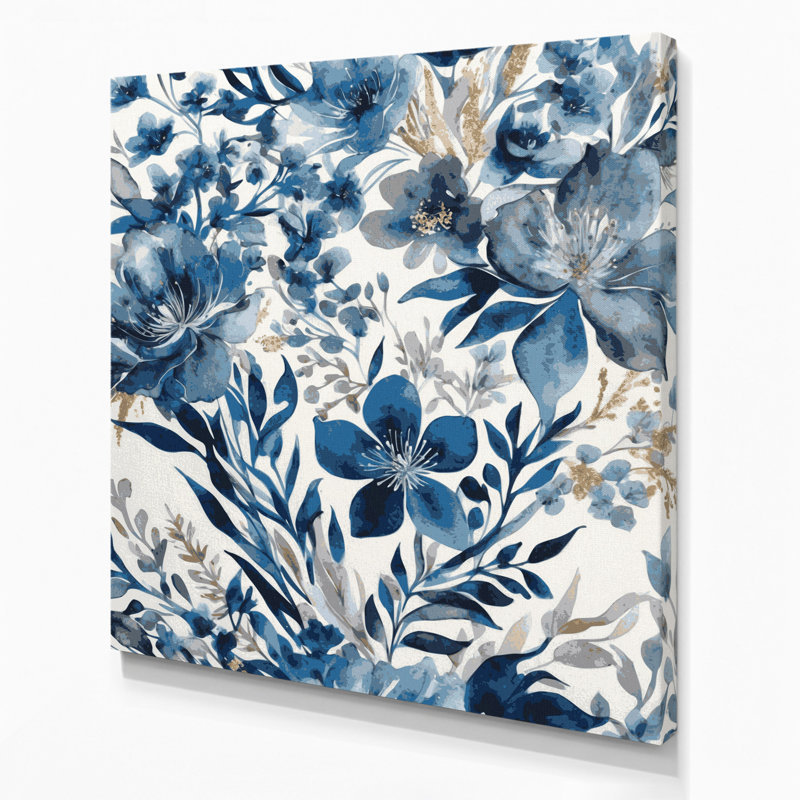 Aquarelle florale, art mural gris sur toile 71, H 8 po x l 8 po