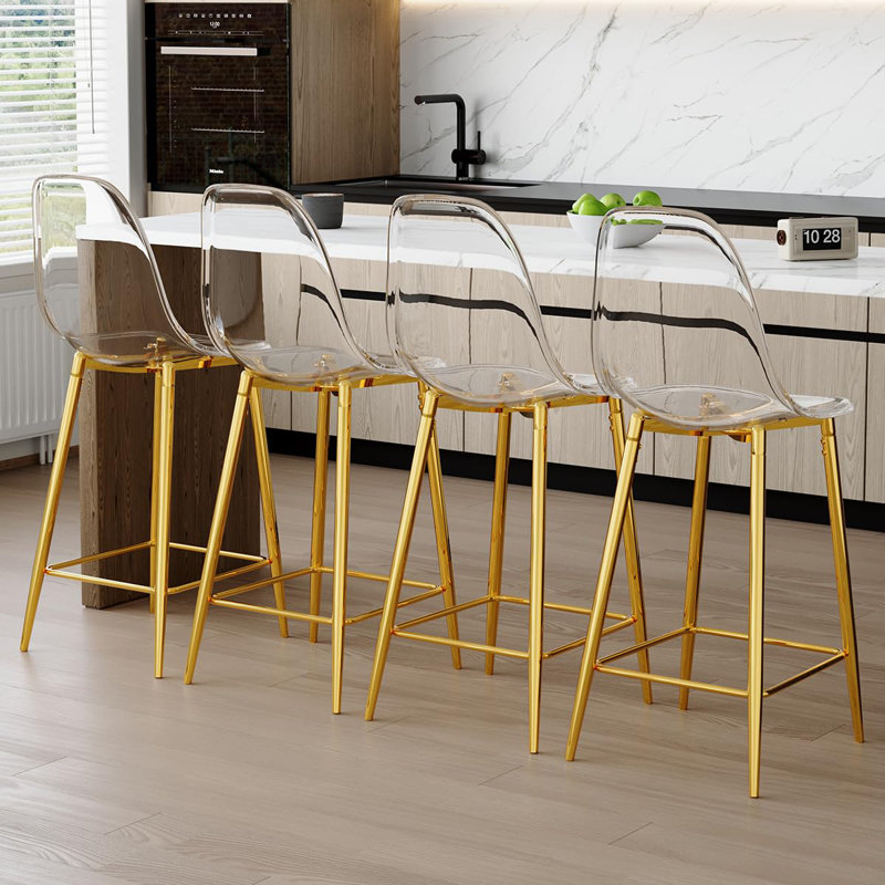 25,6 "tabourets de bar modernes avec structure en métal (ensemble de 4), 4, Doré