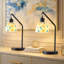 Ensemble de 2 lampes de table modernes avec abat-jour en verre incrusté de coquillage coloré, lampes de chevet en métal noir avec interrupteur en ligne, ampoules DEL E26 incluses