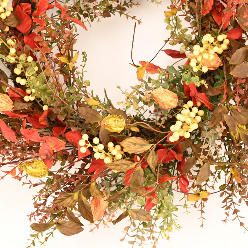 Autumn 24'' Faux Eucalyptus, Berry Wreath