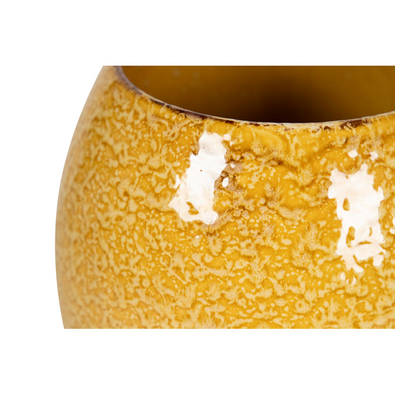 YELLOW CERAMIC VASE, overall height- 26cm