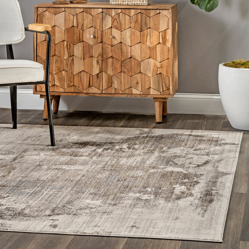 Miraloma Abstract Light Brown Area Rug, Rectangle 10' x 14'