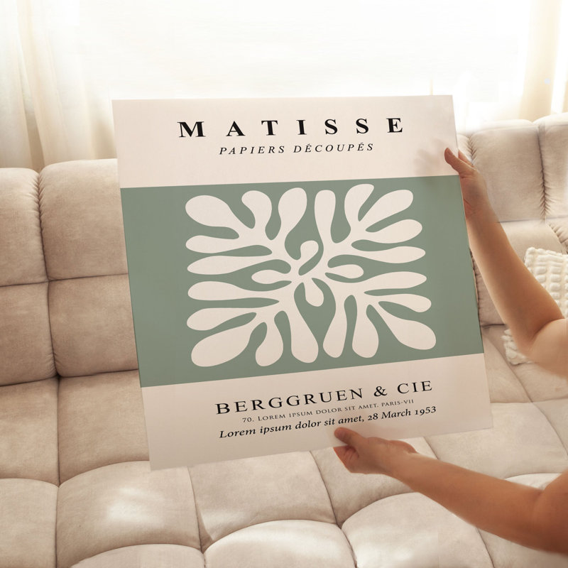«Abstract Matisse», reproduction d'art moderne sans cadre, vert sauge, H 12 po x l 12 po