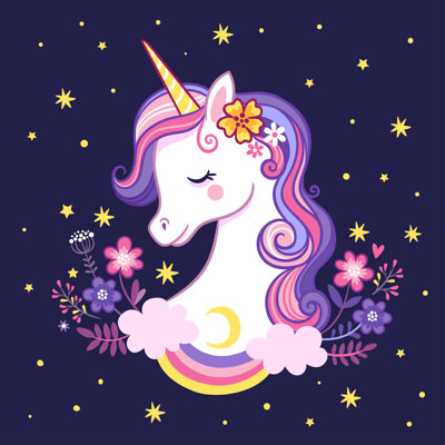 Cute Unicorn by Svaga - Wrapped Canvas Print
