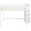 Lit mezzanine double en blanc avec garde-robe et escalier de rangement intégrés - Fabrication en pin robuste pour une décoration de chambre à coucher robuste-546598113