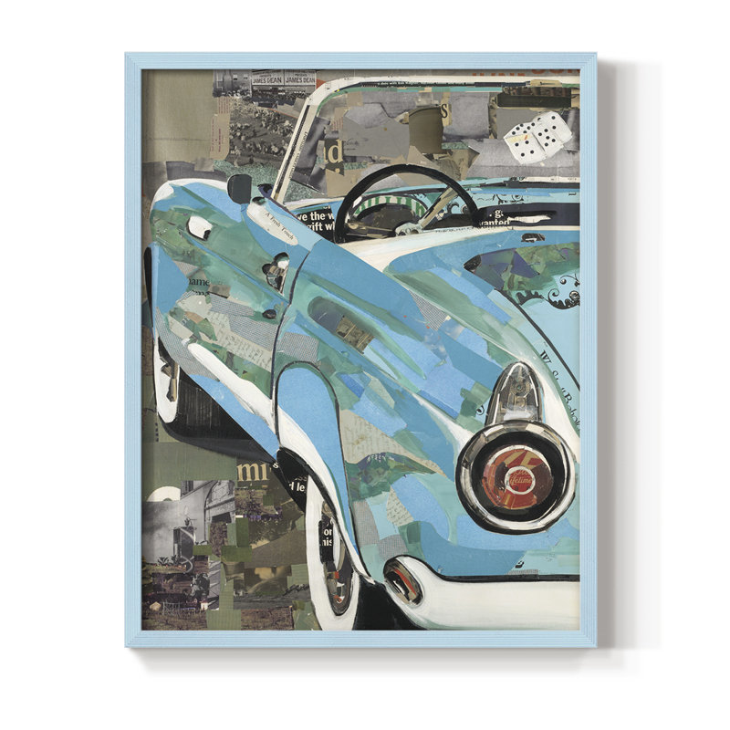 Thunderbird, reproduction encadrée - bois massif, Bleu, H 15 po x l 12 po