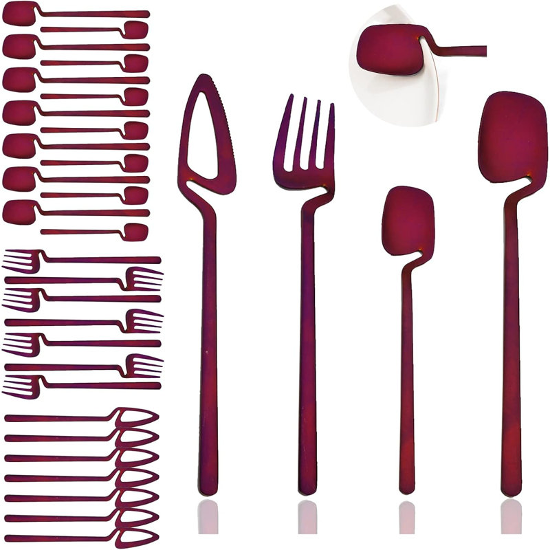 Ensemble de couverts 32 pièces avec finition mate - Ensemble de couverts en acier inoxydable pour 8 personnes - Comprend les couteaux de table, les fourchettes, les cuillères et les cuillères à café - Va au lave-vaisselle