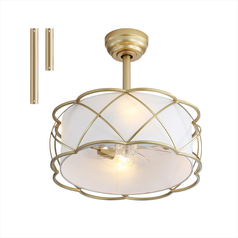 Ventilateur de plafond de chambre à coucher 20 pouces avec lumière, 7 pales transparentes en ABS, montage encastré, moteur à courant continu à télécommande