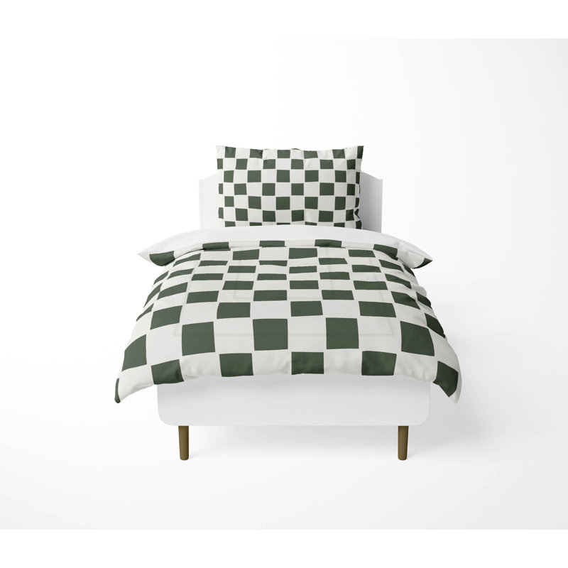 Checkered Comforter Set, Green