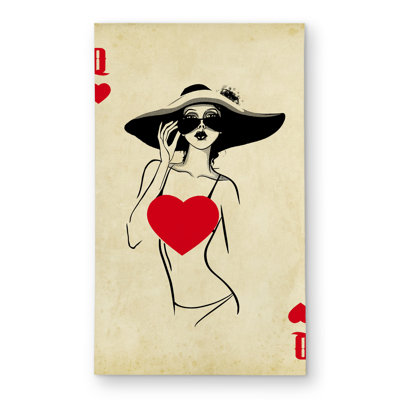 Queen of Hearts Vintage Black Outdoor Area Rug for Home Decor
