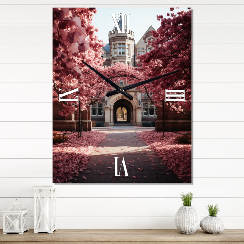 Horloge murale surdimensionnée rose University Welcome, Petit