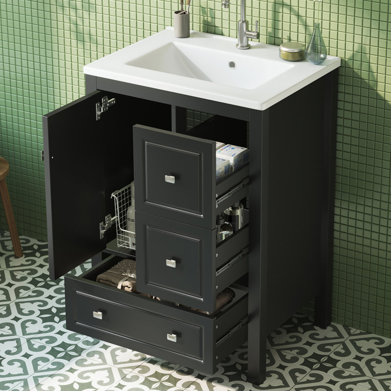 62 mm Freestanding Bathroom Vanity, Black