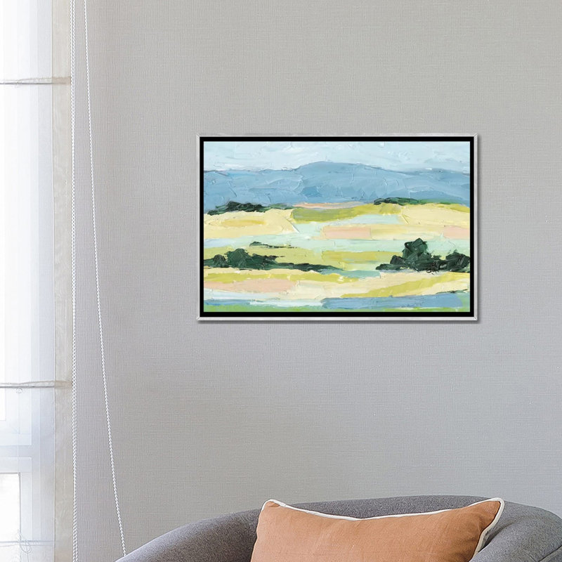 «Pastel Hills I» par Ethan Harper - reproduction d'art, H 18 po x l 26 po x P 1,5 po, Toile avec cadre argenté, Pas de tapis