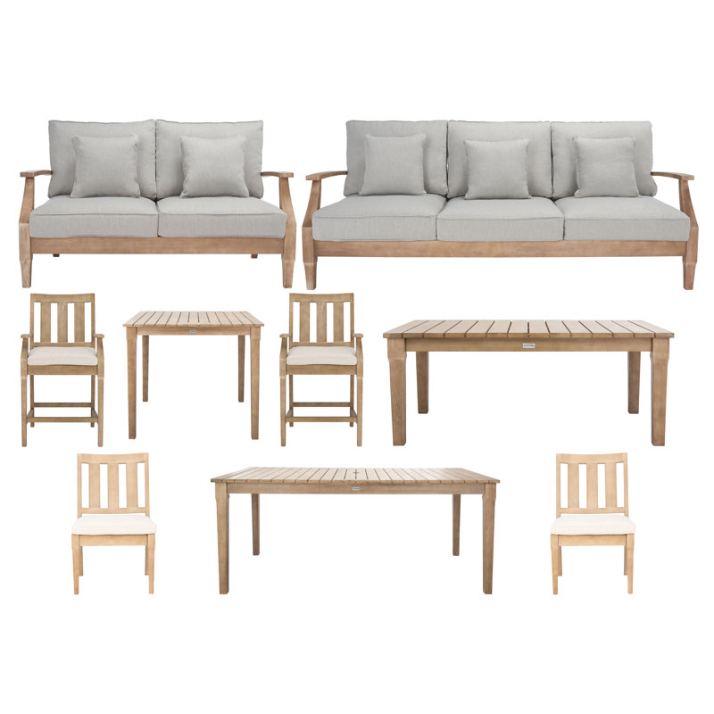 Ensemble de patio complet avec coussins 9 pièces Euphemia