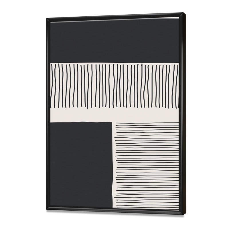 Minimal Geometric Lines and Squares VII - reproduction sur toile, Toile avec cadre noir, H 20 po x l 12 po x P 1 po