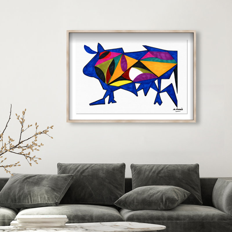 Manuel Roman - Bull Sunrise Print by Oliver Gal, 11.5"H x 16.5"W, Natural Oak Shadowbox