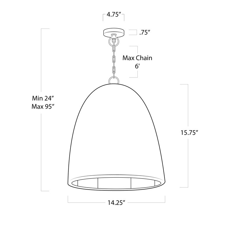 Beehive Outdoor Pendant, 24" H x 14.25" W x 14.25" D